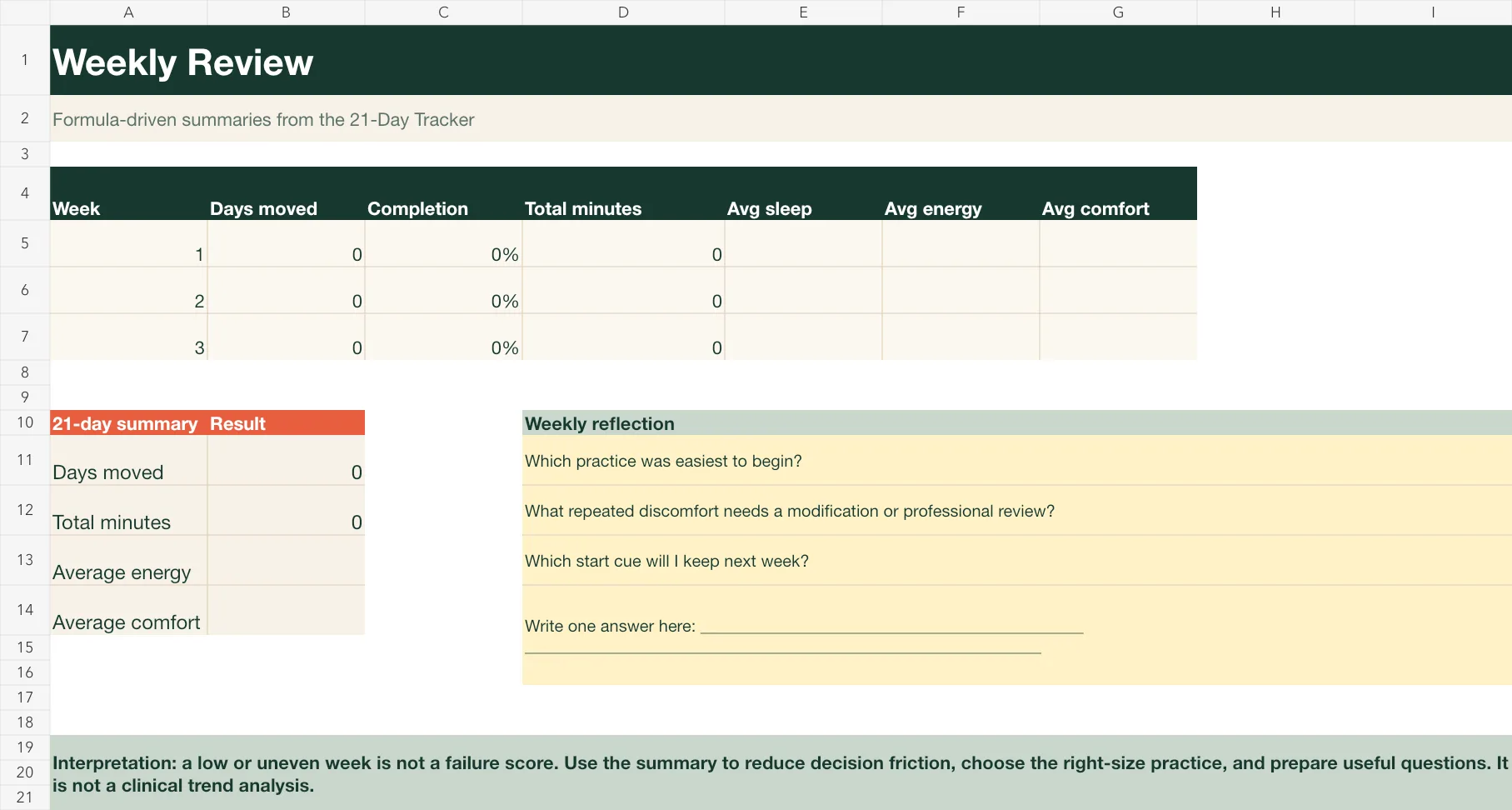 Preview of the 21-day consistency workbook
